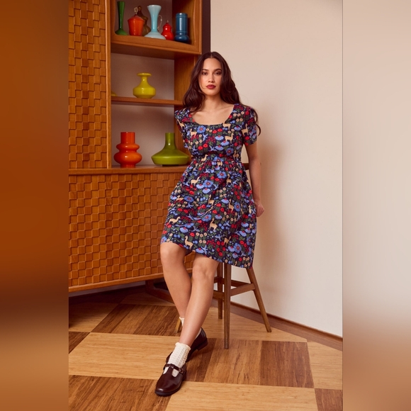 NWT Princess Highway Llama Print Navy Short Sleeve Dress Size 10 AU / 6 US - Picture 7 of 14